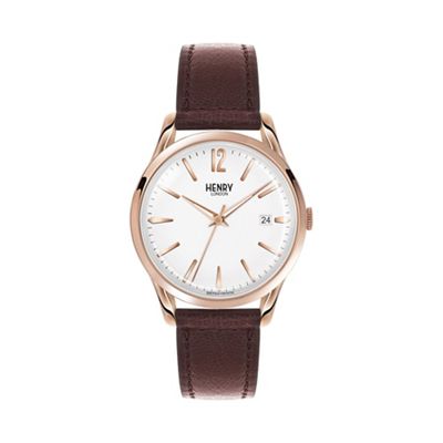 Unisex brown 'Richmond' leather strap watch hl39-s-0028